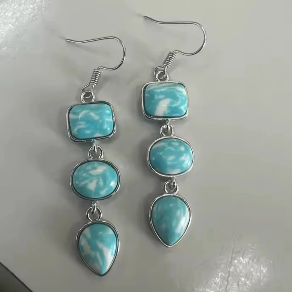 Vintage Blue Stone Dangle Earrings